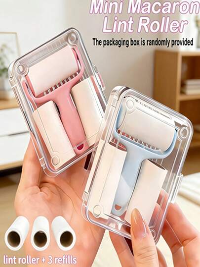 1个手柄+3个替换滚轮，便携式迷你除毛器套装，适用于衣物/宠物/地毯/汽车座椅等织物除毛器，可重复使用，无需用电，是送给宠物主人/女性/妈妈的理想礼物，也是居家和返校用品的理想之选，旅行必备。