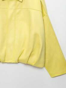 DEEKA Spring & Autumn New Casual Versatile Suede-Like Bomber Jacket For Women - Yellow - View 6