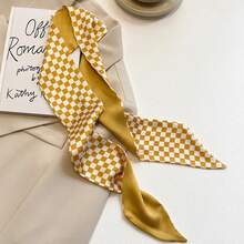 Yellow Pastel Color Multifunctional Decoration Small Silk Scarf, Women's French Hair Collar Scarf Bag Accessories - 鬱金香 - 查看 6