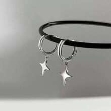 1pair Women's Unique Design Fashionable Star Earrings With Four Pointed Star Pendant, Summer Ins Style - 1pair - View 7