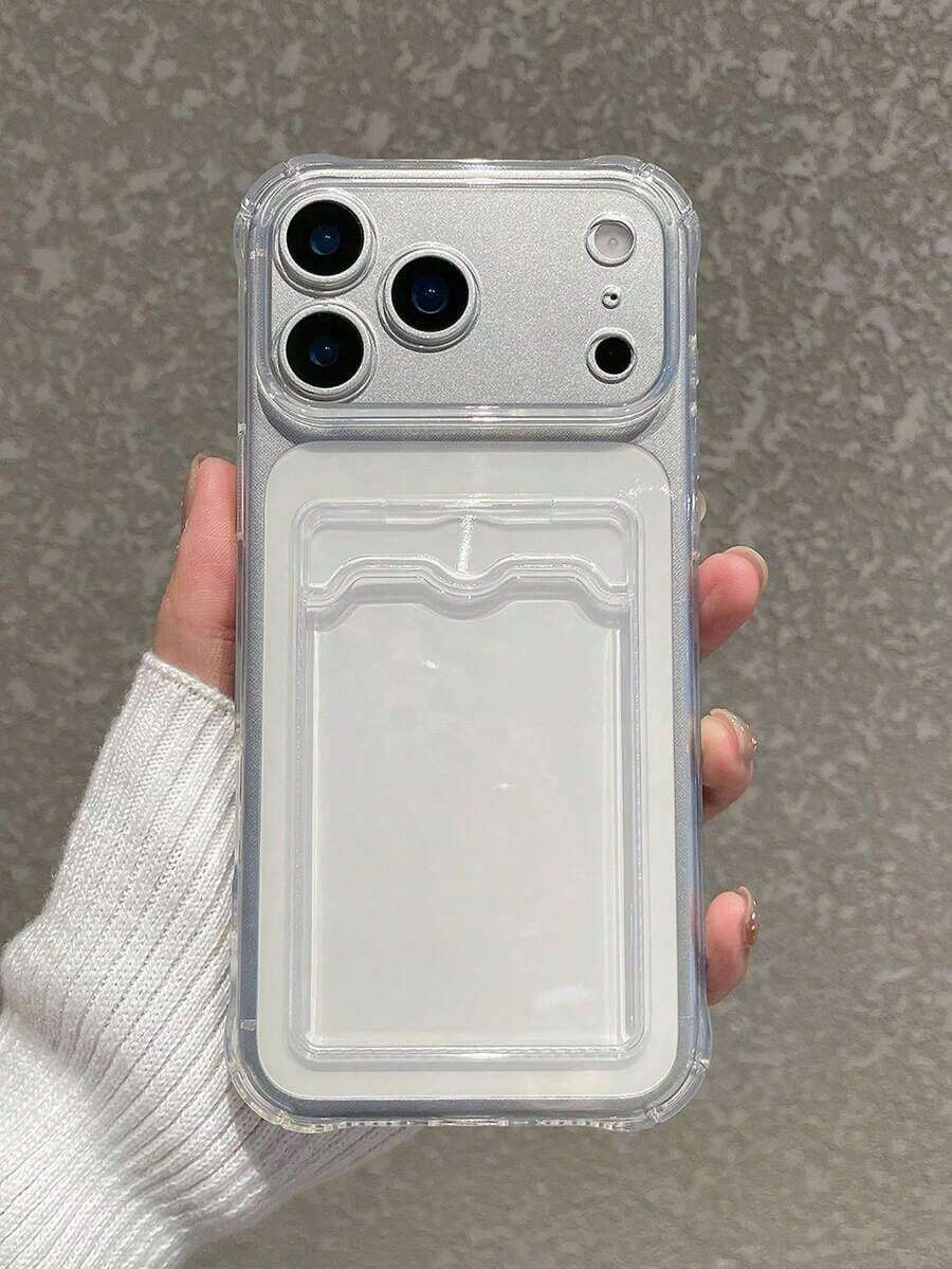 1pc FashionableMinimalist Transparent Card Holder Phone Case, Shockproof, Lens Protection, Card Slot For Photos/Cards, Frame Function, Full Coverage Soft Case, Compatible With IPhone 16/13 Series, 17 Pro Max/17 Series, Shockproof Phone Case - 混合色 - 查看 1