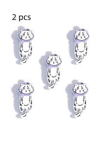 2pcs Double-Sided Zinc Alloy Painted 3D Cute Cat Pendant Charms, Bag Accessories - Cartoon Cat - View 13
