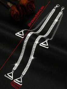 1对可调节防滑肩带，女士水钻文胸肩带，隐形内衣肩带，多功能饰品 - 銀色 - 查看 5