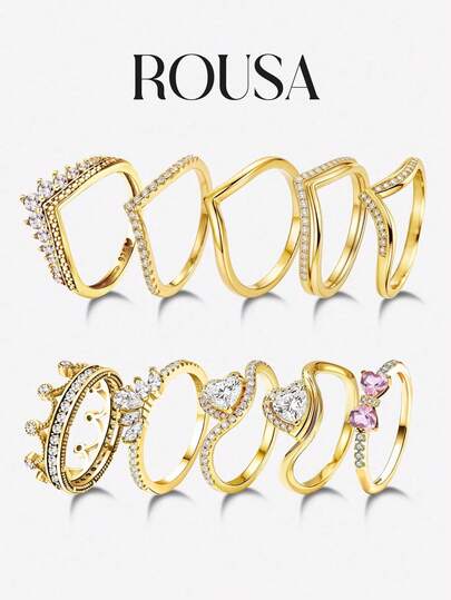 1 Stück 925 Sterling Silber glatter V-förmiger Ring, geeignet für Frauen, elegante Kristall Ohrringe, exquisiter Schmuck