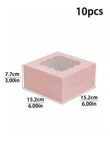 5个/10个装，6x6x3英寸，坚固蛋糕盒，白色硬纸板和牛皮纸材质，波浪形窗口，适用于饼干和纪念品包装 - 查看 15