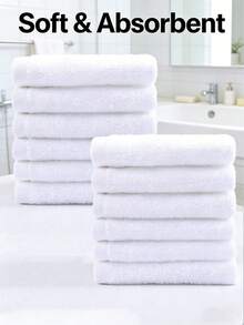 25*25cm Cotton Hotel/Kitchen Absorbent White (Thin) Washcloth, Motel Hand Towel, Multi-Purpose Facial Towel, 5pcs/10pcs Set - White - View 5
