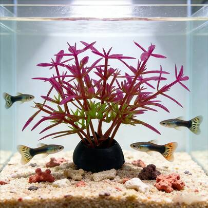 20pcs/Pack Realistic Aquarium Decorative Artificial Plants, PE Material Green & Pink, Provide Habitat For Nitrifying Bacteria, Suitable For Various Size Fish Tanks, Also Applicable For Gardening, Hotel And Restaurant Decor, High Realism Without Maintenance, Enhance Aquarium Viewing And Home Aesthetics
