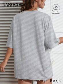 [100% Cotton] DVD Video Nostalgic Green Logo, Vintage Gaming Print T-Shirt, 2000s Aesthetic, Retro Good Shirts, Casual Round Neck Short Sleeve Pullover Tops For Spring / Summer / Fall -Unisex Women & Men's Campus Daily Wear - 灰色 - 查看 3