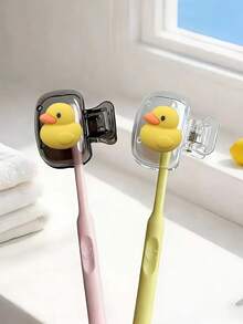 Portable Toothbrush Set With Cute Duck Pattern, Includes Toothbrush Cover, Travel Toothbrush Case, Toothbrush Head Protector, Toothbrush Holder, And Dust-Proof Toothbrush Protector, Suitable For Home And Travel Use, Keeps Your Toothbrush Clean And Maintains Oral Health - Multicolor - View 7