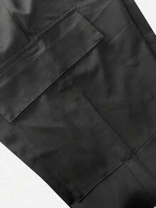 Flap Pocket Side Drawstring Waist Outdoor Pants - Black - View 9