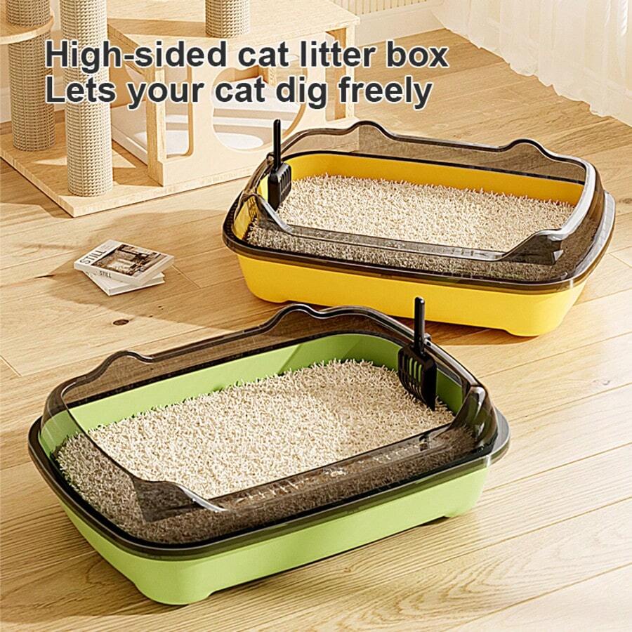 High-Sided, Enclosed Large Cat Litter Box, Anti-Splash & Odor, Thick Pet Supplies - L - View 1