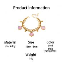 1件夏季度假系列经典时尚优雅百搭波西米亚风粉色甜美四叶草金球吊坠女士手链 - 粉色 - 查看 7
