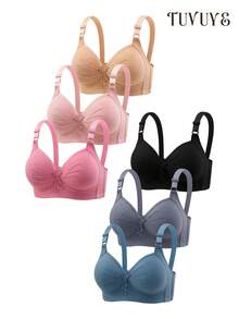 6-Pieces Women's Seamless Wire-Free Push-Up Bra Set Adjustable Straps And Smooth Texture For Comfortable Everyday And Formal Wear Built-In Non-Removable Cups Provide Elegant Lift Ideal For Daily Wear And Special Occasions Perfect For Casual And Formal-(S-XXL)-TUVUYE - 彩色 - 查看 2