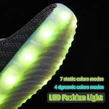 LED Light Up Sneakers USB Rechargeable 7 Color Changing Glow Shoes For Women Men, Party Dance Festival Fashion - 黑色 - 查看 4