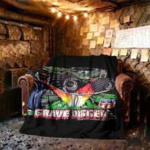 1PC 3D Monster Jam Monster Truck Cartoon Blanket, Edgy Gift For Motorsports Fans, Themed Man Cave Decor, Retro Sci-Fi Party Accent & Race Day Souvenir,Soft Throw Blanket For Home Bedroom Bed Sofa Picnic Travel Office Cover Blanket, Multiple Sizes 50x60 To 60x80 Inches - Nhiều màu 8 - Xem 2