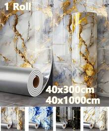 Brodark 1 Cuộn Giấy Dán Tường Tự Dính 40*300/1000cm, Giấy Dán Tường Vân Đá Cẩm Thạch Cao Cấp, Bóng Mịn, Có Thể Tháo Rời - Chống Thấm Nước, Chống Ẩm, Dễ Bóc Và Dán, Thích Hợp Cho Việc Cải Tạo Nhà Cửa, Nhà Bếp, Phòng Tắm, Tường Điểm Nhấn, Văn Phòng, Trang Trí Cửa Hàng, Không Để Lại Dư Lượng, Cạnh Liền Mạch Chính Xác, Giấy Dán Tường Chống Thấm Nước Cho Phòng Tắm, Dễ Lắp Đặt, Vật Liệu Trang Trí Nhà Cửa - 1 cái - Xem 2