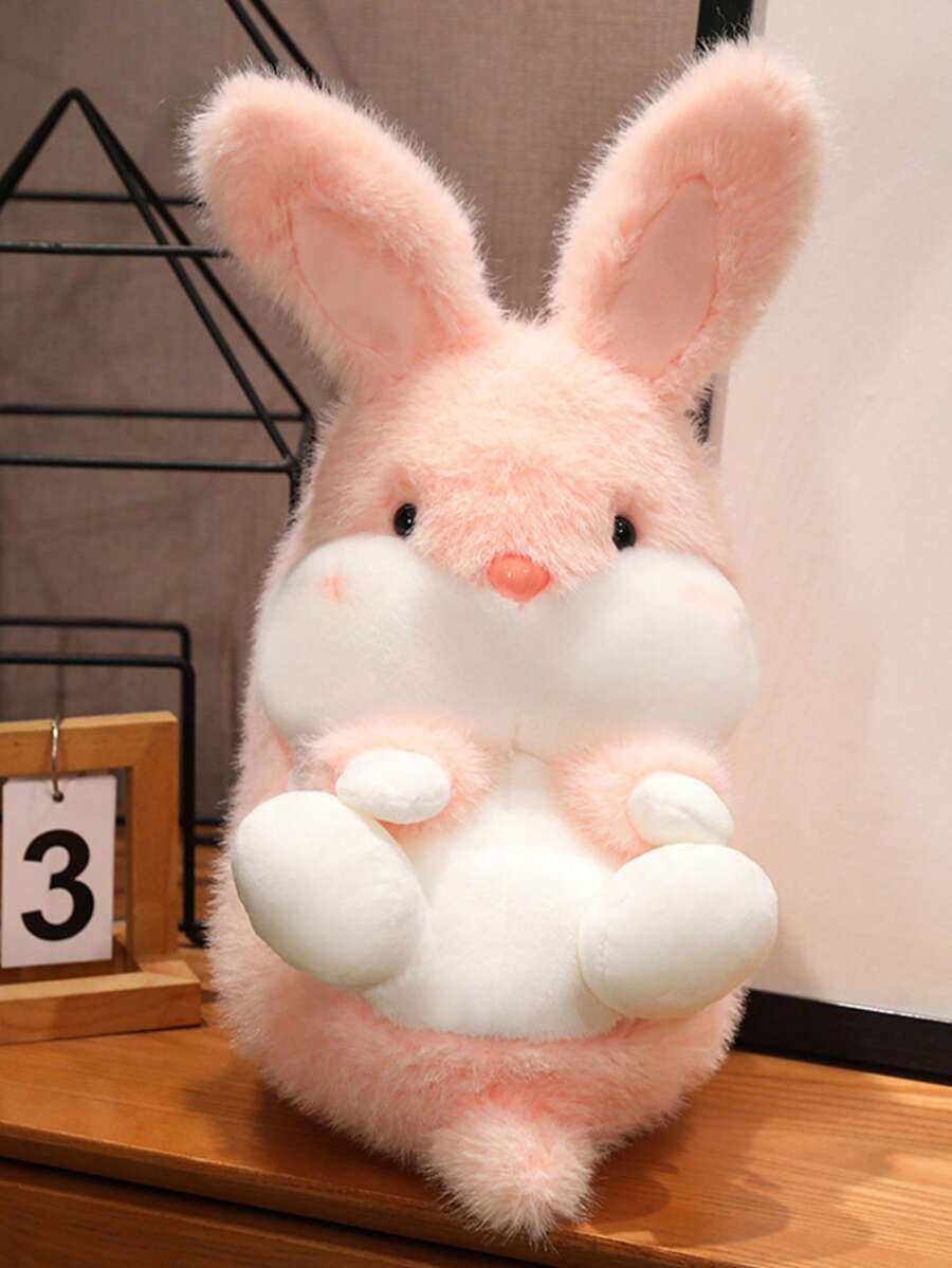 1个可爱粉色毛绒兔子玩偶，女孩粉色布艺兔子抱枕，节日粉色兔子礼物 - 彩色 - 查看 1
