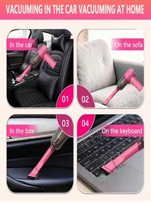 A Fashionable Compact Pink Cordless Vacuum Cleaner Designed For Women, Portable Design Easily Cleans Narrow Spaces, Simplifies Cleaning Process, Perfect Gift For Her - Pink - View 9