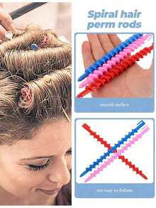 10/20pcs Curling Iron, Spiral Hair Curler, DIY Hairstyling Tool, No-Heat Spiral Hair Curler, Spiral Curling Styling Curler Accessories, DIY Hairstyling Tool - Multicolor - View 4