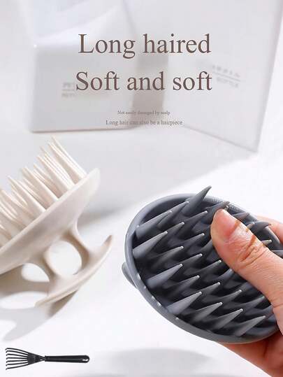 1 pieza Cepillo de masaje para champú, cepillo de cuidado del cuero cabelludo con dientes suaves, herramienta de lavado de cabello, cepillo para la cabeza para limpieza, peine para el cuero cabelludo para aliviar la picazón y rascar el cabello, adecuado para ducha, cuidado del cabello en salón, herramientas de lavado, peine para el cabello, suministros de peluquería, esencial para salones de belleza, viajes, temporada de regreso a clases, vacaciones, un cepillo de lavado de cabello imprescindible para hombres y mujeres en el hogar