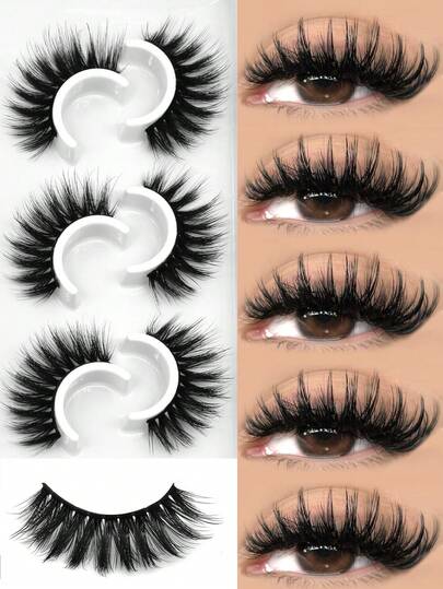 GROINNEYA 6 Pairs Fluffy Wispy Fake Eyelashes Dramatic Volume Mink Lashes Eye Elongated Cat Eye Lashes Classic Comfortable Full Strip Lashes Natural Long Eyelashes Soft Thick Faux Mink Eyelashes,Beginner-Friendly For Daily And Party Makeup Use