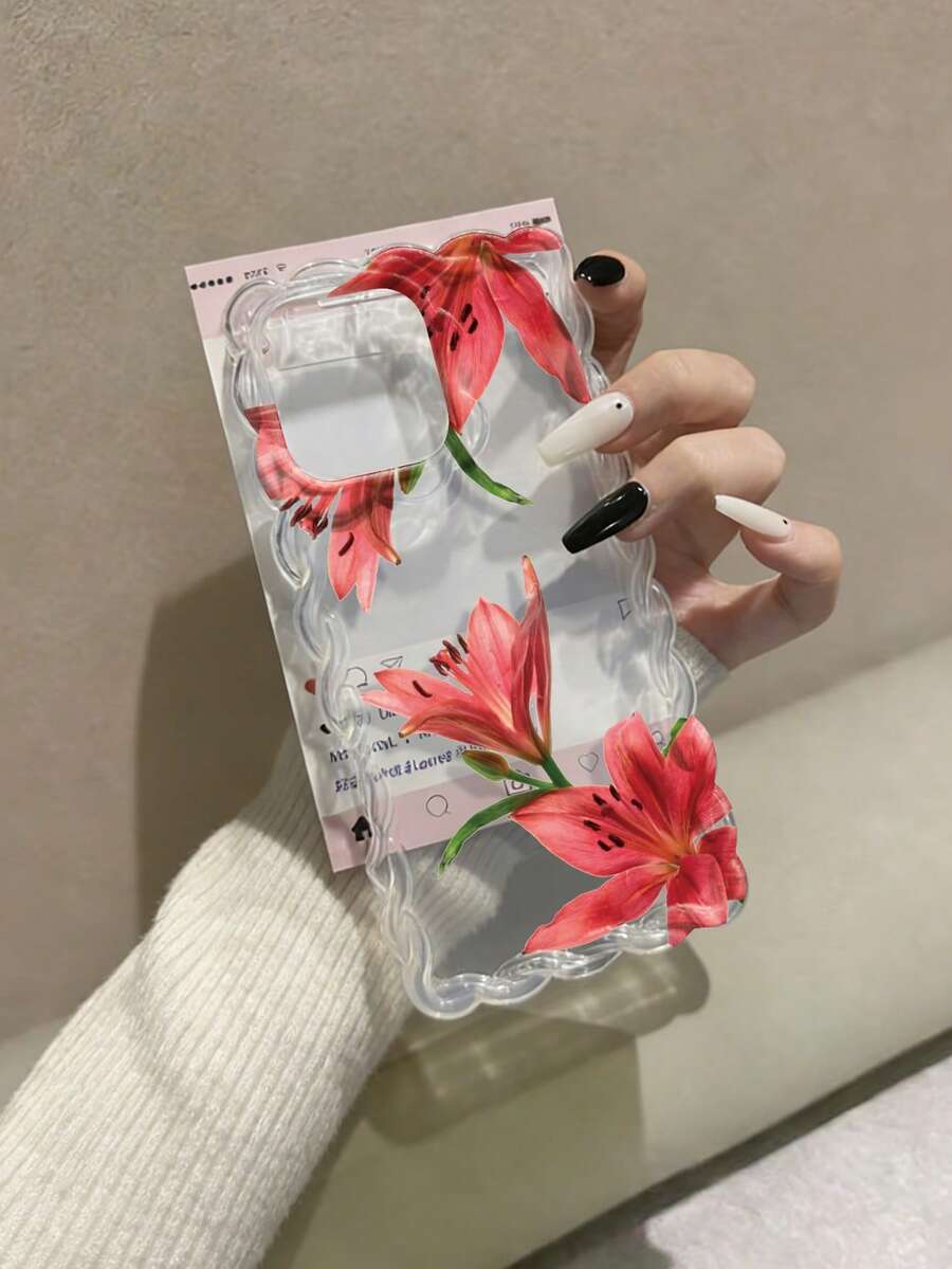 Braided Wave Edge Minimalist Elegant TPU Floral Painted Shockproof Phone Case Compatible With IPhone 17pro/17Air /17/17promax 16/11/16pro/16plus/16promax/16e/15Promax/13/14/12/XS/XR/7G/8PXR /7/8, Suitable Compatible With Iphone 15Promax, 13, 14, Soft TPU Painted Shockproof Phone Case - Multicolor - View 1