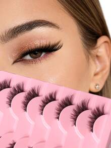 Half-Eye False Eyelashes, Eyelash Extension, Fox-Style False Eyelashes, Cat-Eye Style Eyelashes, Full Strip, Black Curled 3D False Eyelashes, C-Curl, Length 3-13mm Thick Style, Eyelashes Suitable For Daily Wear, Parties, Commuting, Travel, Party Queen - View 2