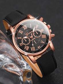 6pcs/Set Jam Tangan Hadiah Wanita dengan Dial Angka Romawi, Kombo Jam Tangan Quartz Elegan + Gelang Liontin Hati, Tidak Termasuk Kotak Jam Tangan - MultiWarna - View 10