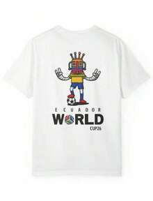 Ecuador Soccer World Cup 2026 T-Shirt, Globe Graphic Tee - White - View 1