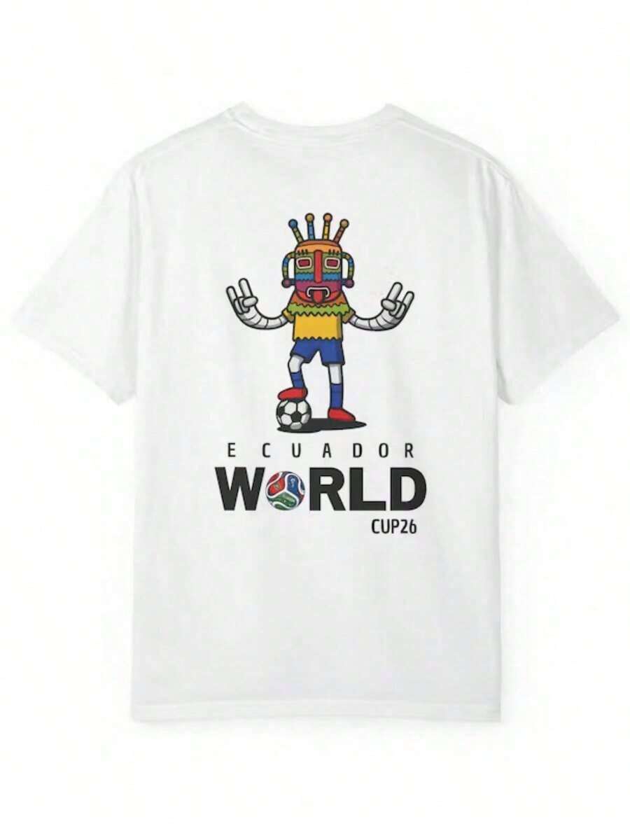 Ecuador Soccer World Cup 2026 T-Shirt, Globe Graphic Tee - White - View 1