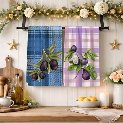 2/4/6pcs Set, Dish Towels, Fig & Olive Oil Print, Super Absorbent Microfiber Modern Towels, Cooking And Baking Tea Towels, Dishcloths, Cleaning Cloths, Hand Towels, Highly Soft And Absorbent, Kitchen Decor, Gifts For Neighbors, Mothers, Birthdays, Housewarming For Friends, Kitchen Essentials, Daily Necessities