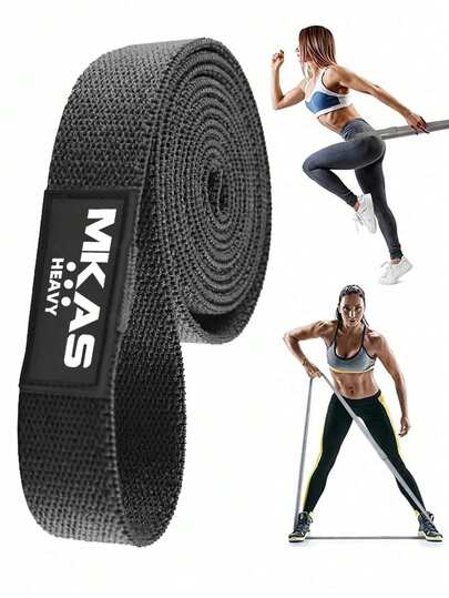 MKAS 1条黑色长款布质全身阻力带，男女通用，布质环形阻力带，高强度弹力健身带，辅助引体向上，健身配件，锻炼，健身房，家庭锻炼，阻力带