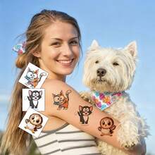 FTVLTAT 40pcs Colorful Big Eye Animal Themed Temporary Tattoos, 3D Cute Zoo Party Series. Suitable For Birthday Or Holiday Party Gifts And Accessories, Patterns Last 3-7 Days, Christmas Or Halloween Gifts - Multicolor - View 7