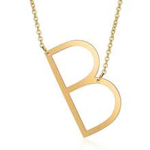 1pc Letter Pendant Necklace, Stainless Steel Jewelry - Yellow Gold - View 27