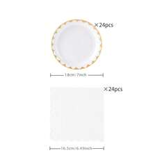 White Rimmed Disposable Tableware Set, Including 7/9 Inch Paper Plates, Paper Cups, Paper Napkins, Suitable For Birthday Parties, Festivals, Gatherings, Picnics, Celebration Events, Wedding Tea Parties, Graduation Ceremonies - White - View 18