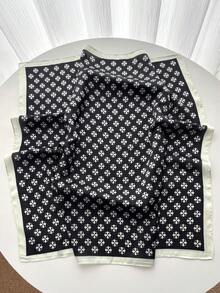 1pc Paisley Print Faux Silk Bandana, Men's Versatile Neck Scarf, Headwrap, Decoration, Sun Protection - Black - View 2