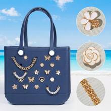 20 Pcs Beach Bag Charms For Bogg Bags DIY Accessories Flower Butterfly Pearl Chain Cute Decoration For Rubber Tote Beach Bags Women's Beach Bag Decor - default - 查看 2