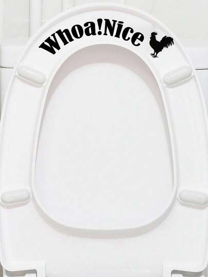 April Fools' Day Funny Slogan Bathroom Toilet Lid Decorative Wall Sticker, Waterproof Self-Adhesive Toilet Decal