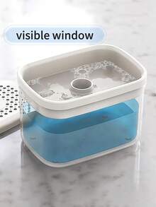 1个厨房皂液器，洗洁精分配器，带海绵架，附赠洗碗海绵，可重复填充大容量皂液器，创意塑料按压式皂液器 - 多色 - 查看 3