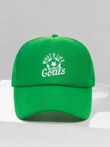 1pc Fashion Sponge Cap WHAT'S LIFE WITHOUT GOALS Letter Printing Adult Truck Driver Hat Baseball Hat Fishing Hat Funny Gift Hat For Men And Women Spring And Summer - Multicolor - View 6