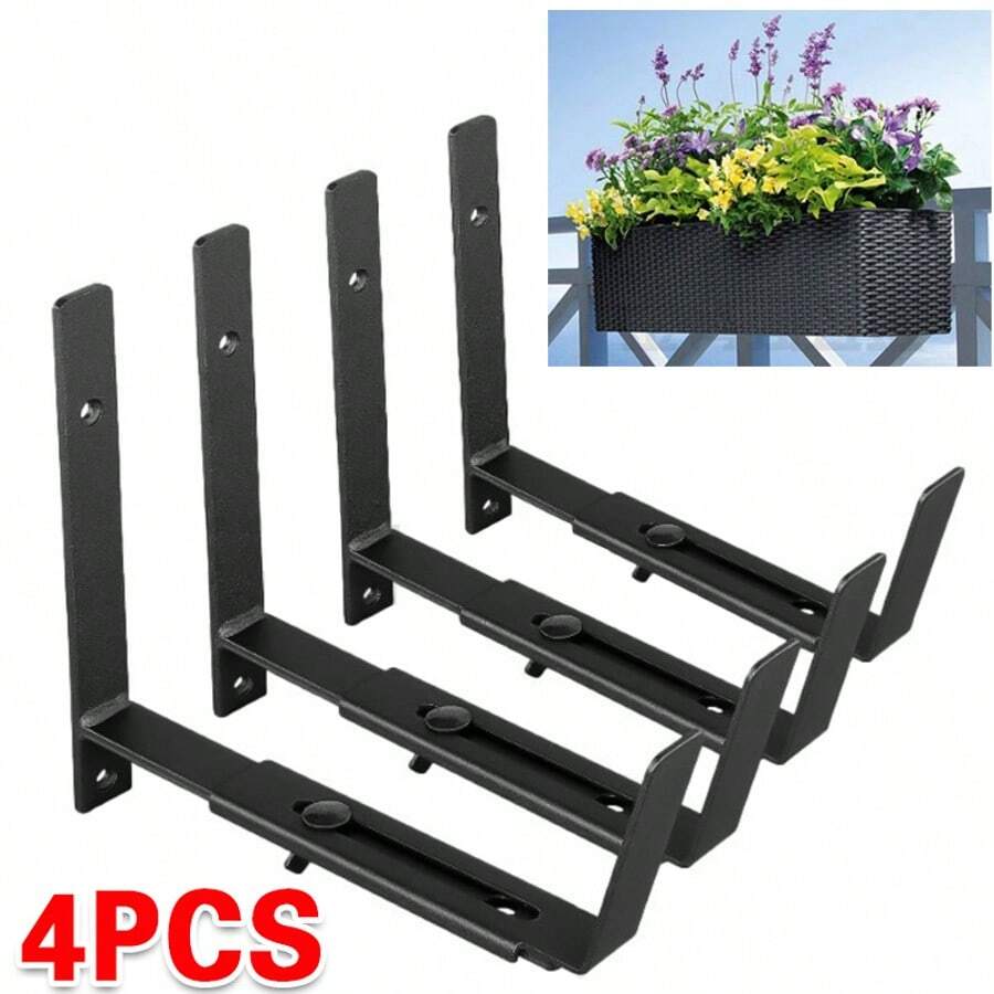 4 PCS Adjustable Window Planter Box Brackets Universal Window Box Holder - View 1