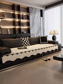 1 chiếc vỏ gối sofa kiểu Châu Âu họa tiết hoa tươi, ren nơ, sang trọng tối giản, chống trượt, chống bụi, chống trầy xước, trang trí cho phòng ngủ, phòng khách, văn phòng, phòng học, phù hợp với sofa 1-4 chỗ, sofa hình chữ L, phong cách Bohemian, vỏ bọc sofa - Màu be - Xem 8