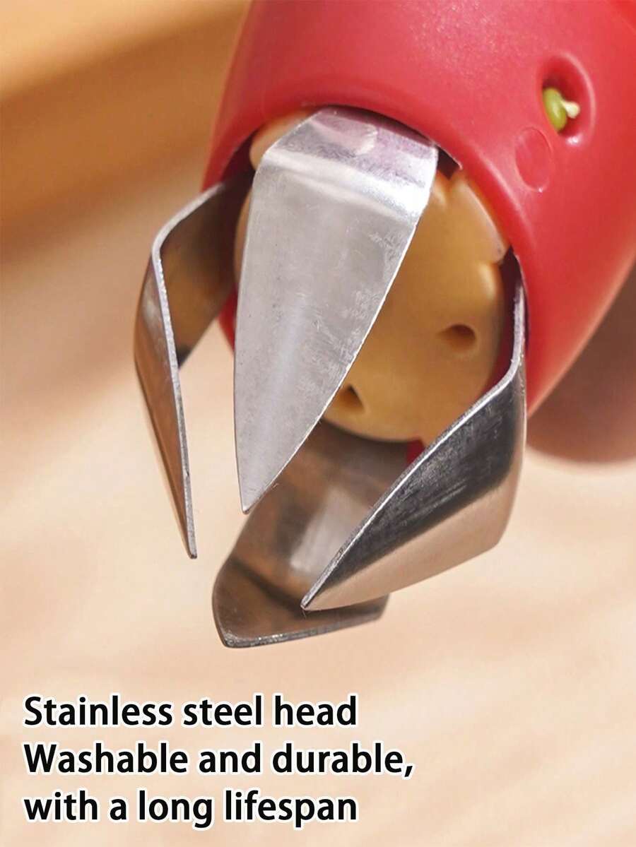 1pc/2pcs/4pcs Stainless Steel Strawberry Huller, Fruit Stem Remover, Tomato Leaf Picker