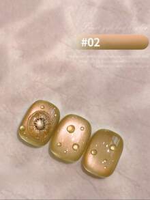 10毫升春夏新款水果礼盒猫眼指甲油凝胶 2026 新款闪亮冰透明青苹果蓝莓玻璃珠猫眼美甲美甲用品绿色美甲橙色美甲 - 彩色 - 查看 5