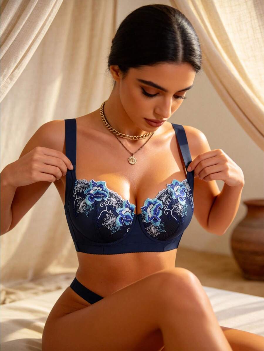 Temptuelle Bra Renda Tanpa Jahitan Peach Girl dengan Kawat Penyangga, Nyaman & Serbaguna