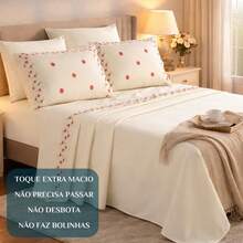Jogo De Cama Elise King 100%algodao 300 Fios Super Macio - Vermelho - Visão 5