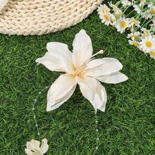 1个百合花夏威夷风情发夹，女士流苏花朵鳄鱼夹，热带花朵发饰，适合夏季海滩度假，发爪，发夹，发卡 - 彩色 - 查看 3