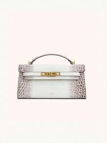 New Crocodile Embossed Handbag, Luxury Inspired Top Handle Bag With Gold-Tone Hardware, Versatile PU Leather Wallet For Women's Daily And Formal Occasions - Multicolor - View 3