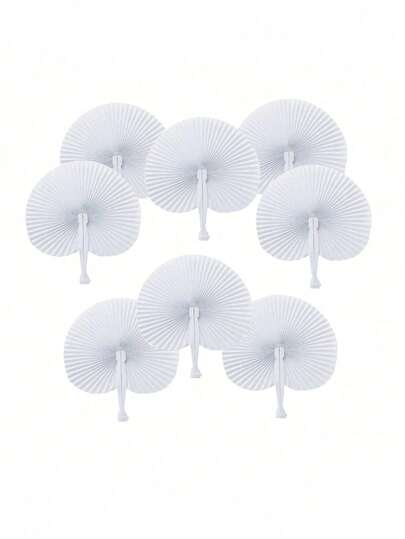 1/12个装 DIY 白色心形空白纸扇，婚礼礼物，欧式婚礼用品，婚礼回礼，礼品填充物，拍照道具，DIY，派对用品，心形扇，广告扇，礼品