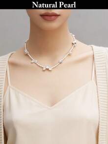 1 chiếc vòng cổ ngọc trai thời trang, vòng cổ ngọc trai nước ngọt tự nhiên kiểu Baroque, ngọc trai trắng, thích hợp cho phụ nữ đeo hàng ngày, dự tiệc, đám cưới, quà tặng ngày lễ. - A - Xem 6